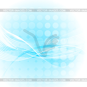 Abstract light blue waves and lines with circles - vector clip art