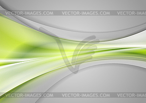 Green and grey abstract smooth blurred waves design - color vector clipart