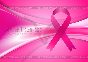 Breast cancer awareness month. Smooth silk waves an - vector clipart