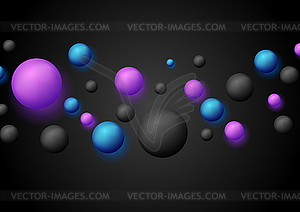 Bright retro 3d bubbles with luminous effect - vector clip art