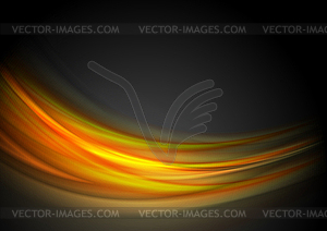 Dark orange glowing waves abstract background - vector clipart