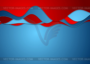 Blue and red abstract wavy background - vector image