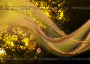 Abstract waves and golden shiny background - vector image