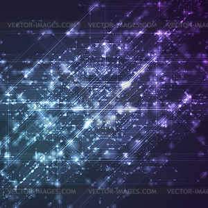 Blue glowing sparkling tech geometric background - vector image