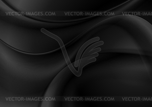 Abstract smooth black color wavy background - vector clip art