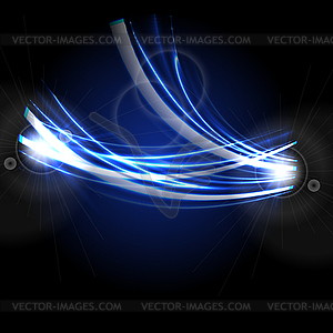 Bright blue glowing neon electric waves background - vector clipart