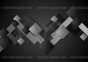 Black and grey tech abstract background - vector image