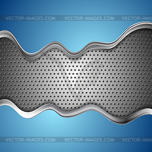 Синий и металлический перфорированный волнистый фон - изображение в формате EPS