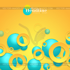 Vibrant turquoise and orange circles abstract - vector clipart