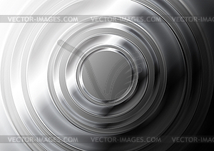 Black and white glossy metallic circles abstract - vector image