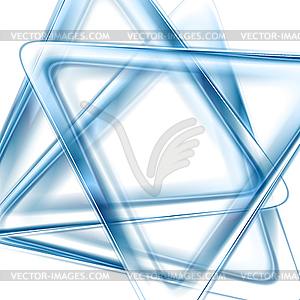 Blue glossy triangles abstract tech background - vector clipart