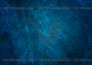 Old dark blue grunge hexagons texture background - vector image