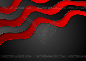 Red and black abstract corporate waves background - vector clipart