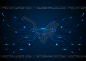 Dark blue glowing circuit board tech background - vector clipart