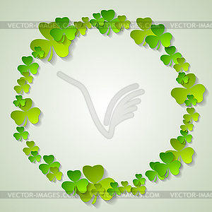 St. Patricks Day green clovers ring abstract - vector clipart