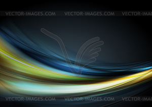 Dark blue and yellow glowing waves abstract - vector EPS clipart
