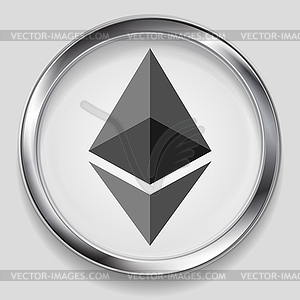 Crypto currency, metal icon ethereum design - vector image