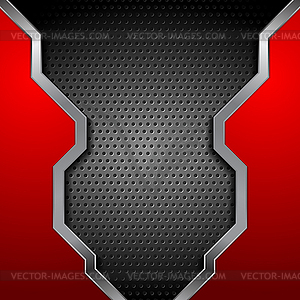 Bright red and perforated metallic technology - vector clipart