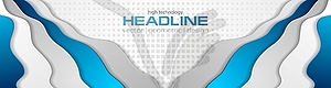 Abstract blue grey corporate wavy banner design - vector clip art