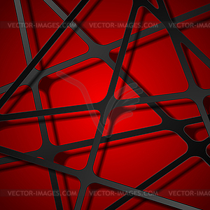 Abstract black stripes on bright red background - vector image