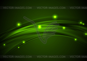 Dark green iridescent glowing abstract wavy - vector image