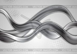 Abstract grey metallic waves modern background - vector clipart