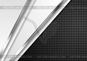 Abstract tech metallic perforated background - white & black vector clipart