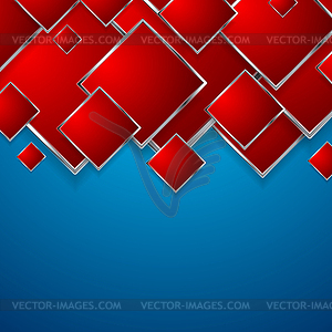 Abstract red squares on blue background - vector clipart