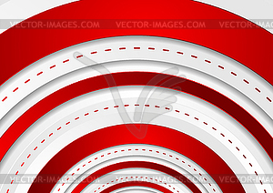 Bright red tech circles geometric background - vector image