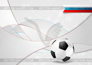 Grey football wavy background with soccer ball - vector clipart