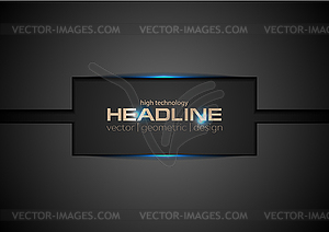 Black rectangle with blue neon light abstract - vector clip art