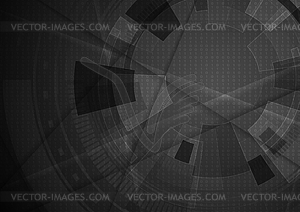 Black abstract geometric technology background - vector image
