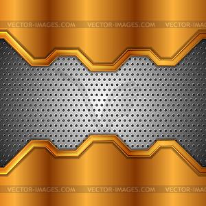 Перфорированный фон из бронзы и серого металла в стиле техно - рисунок в векторном формате
