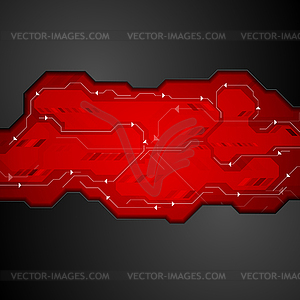 Красно-черный абстрактный технологический фон - графика в векторном формате