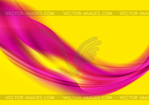 Abstract smooth pink curved waves on yellow - vector image