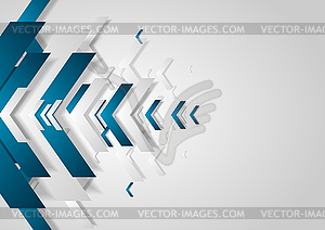 Blue and grey tech abstract background with arrows - vector image