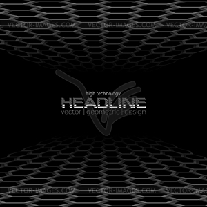 Black hexagons abstract technology background - vector image