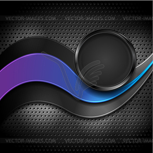 Abstract waves and circle on dark perforated - vector clipart