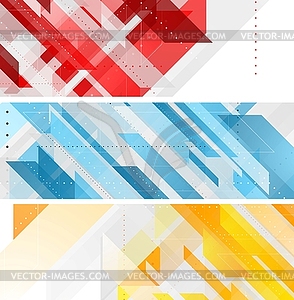 Bright technology geometric abstract banners - royalty-free vector clipart