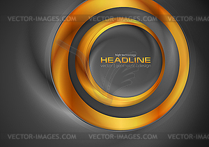 Dark bronze abstract glossy circles background - vector clipart