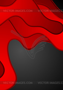 Red black papercut waves abstract background - vector clipart / vector image