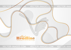 Grey white abstract wavy background with bronze - vector clip art