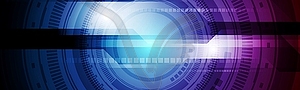 Blue purple HUD gear technology banner design - vector image
