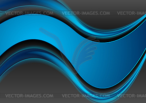 Blue and black contrast smooth waves corporate - vector image