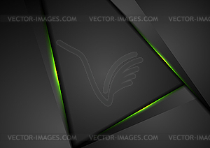 Black abstract tech background with green light - royalty-free vector clipart