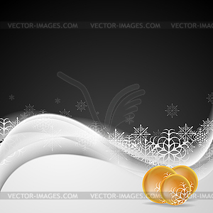 Abstract white waves and Christmas decorations - vector image