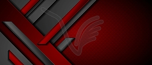 Black and red abstract tech geometric background - vector clipart