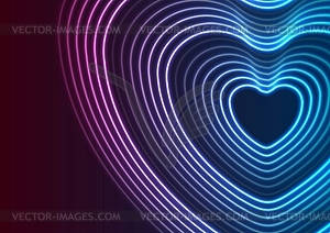 Neon glowing laser heart shape abstract background - vector clipart