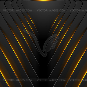 Black hi-tech background with orange fiery light - vector clipart