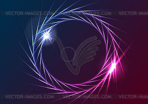 Blue purple neon effect rings logo background - vector clipart